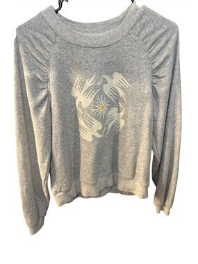 Anthropologie Jason K. Yun Doves Graphics Women's Grey Sweatshirt